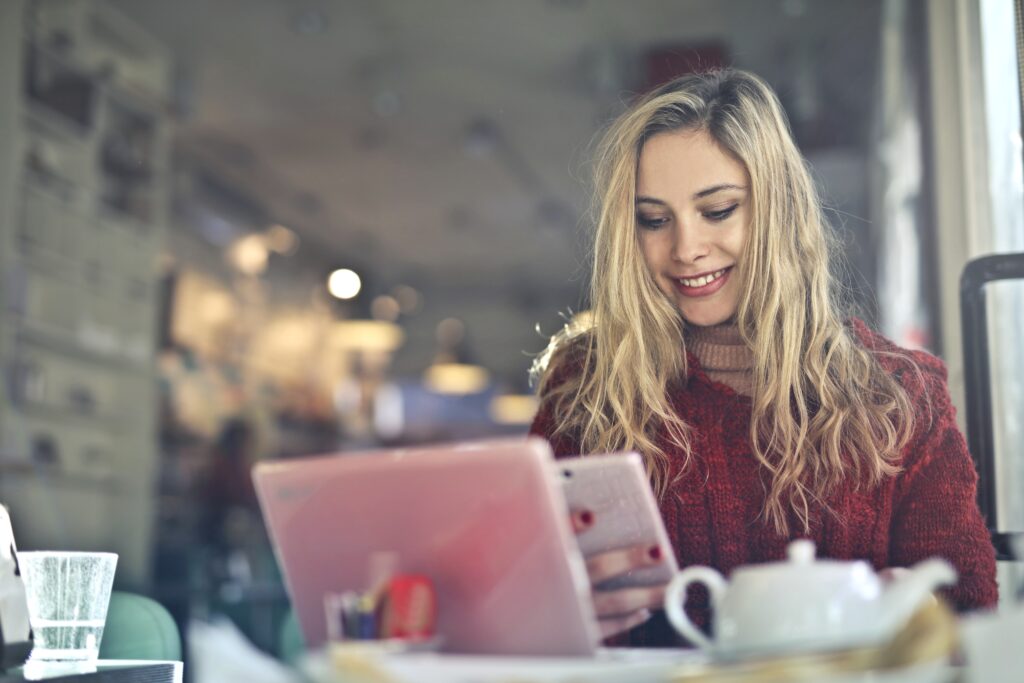 Woman sending text messages