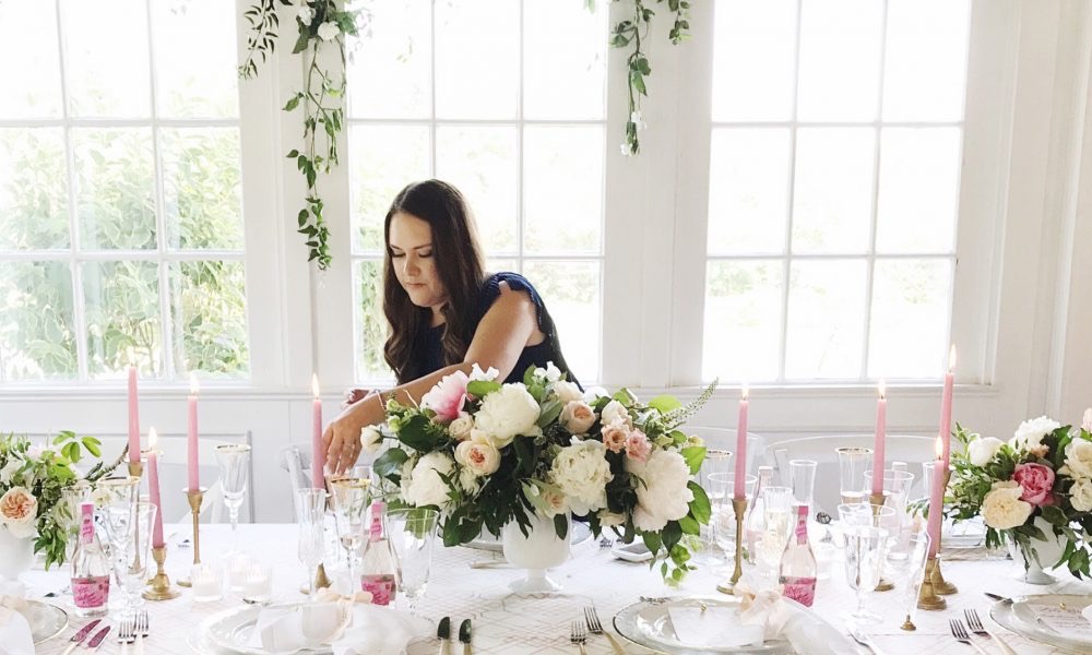 Wedding planner setting up the event