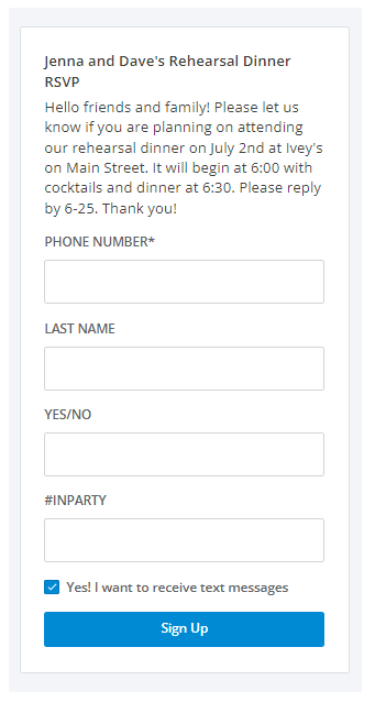 Text RSVP Form